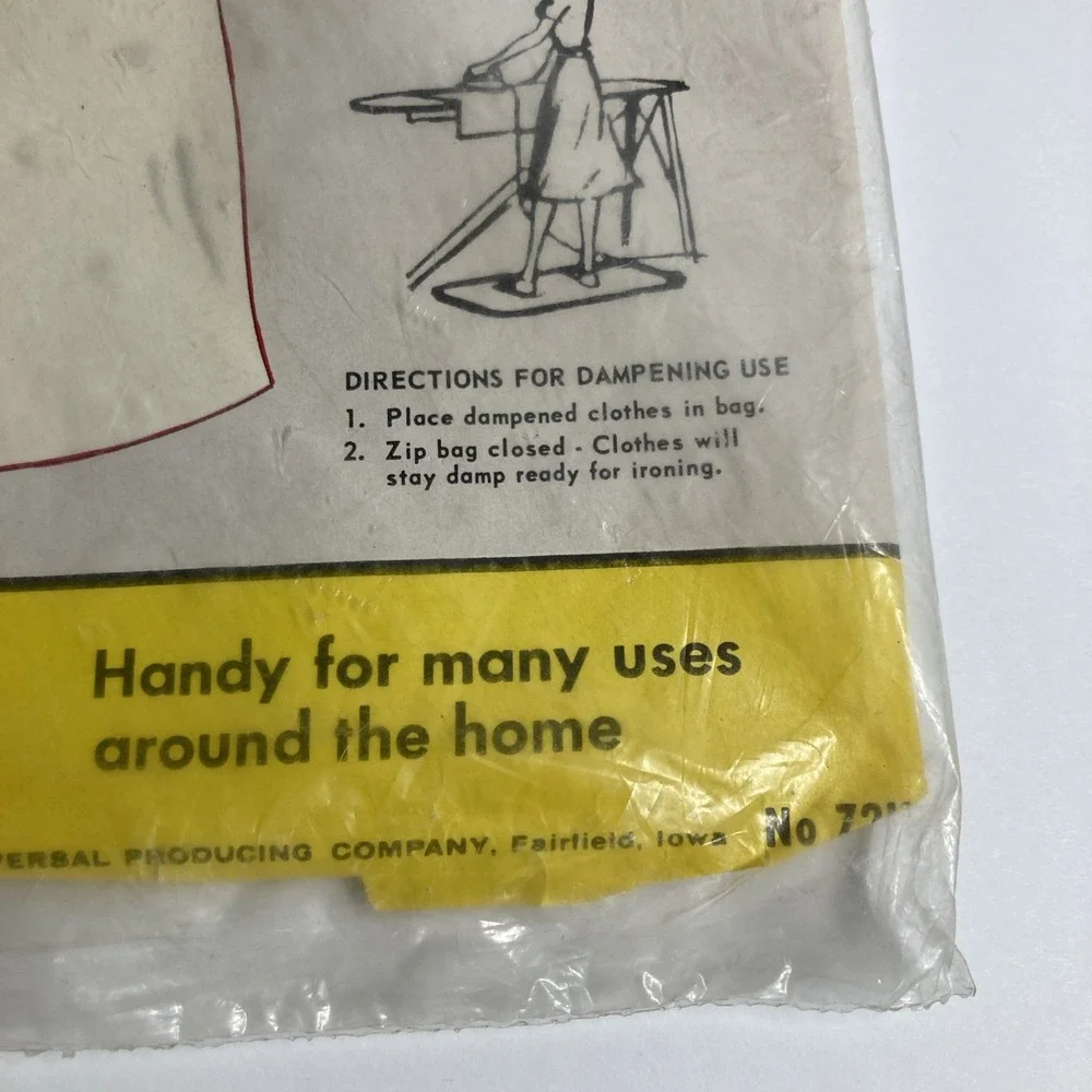 Universal Producing Co Dampener Bag Unisex M Clear Vintage 1963 Zipper 18x36